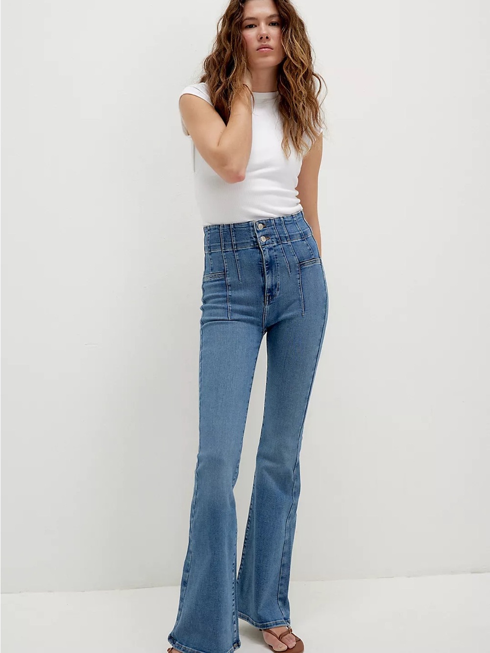 We The Free Jayde Flare Jeans Medium Light Blue High-Waist Flare Jeans